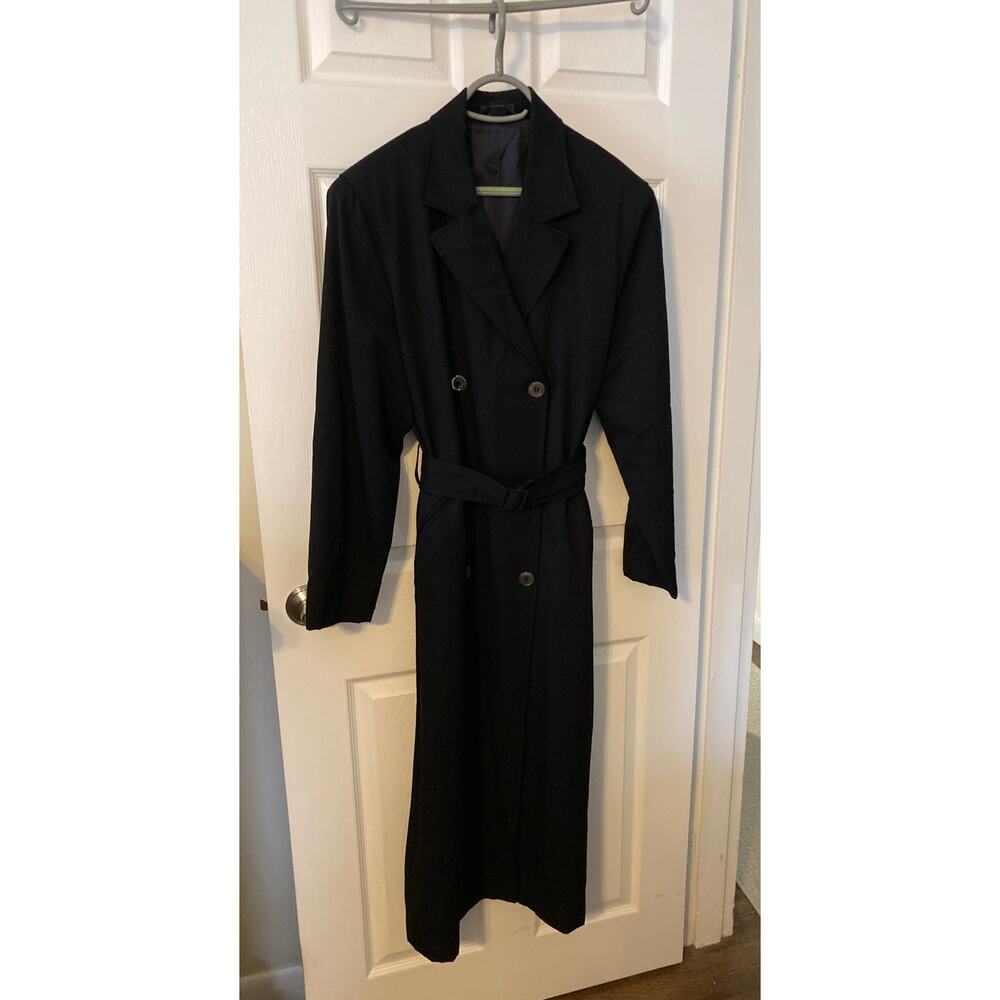 J Crew women's vintage black lightweight wool classic trench coat, size 12 - Picture 8 of 12